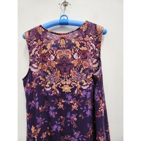 Catherines Womens Tank Top Size 0X Purple Floral Lace Neck Rhinestones Tunic - Picture 7 of 7